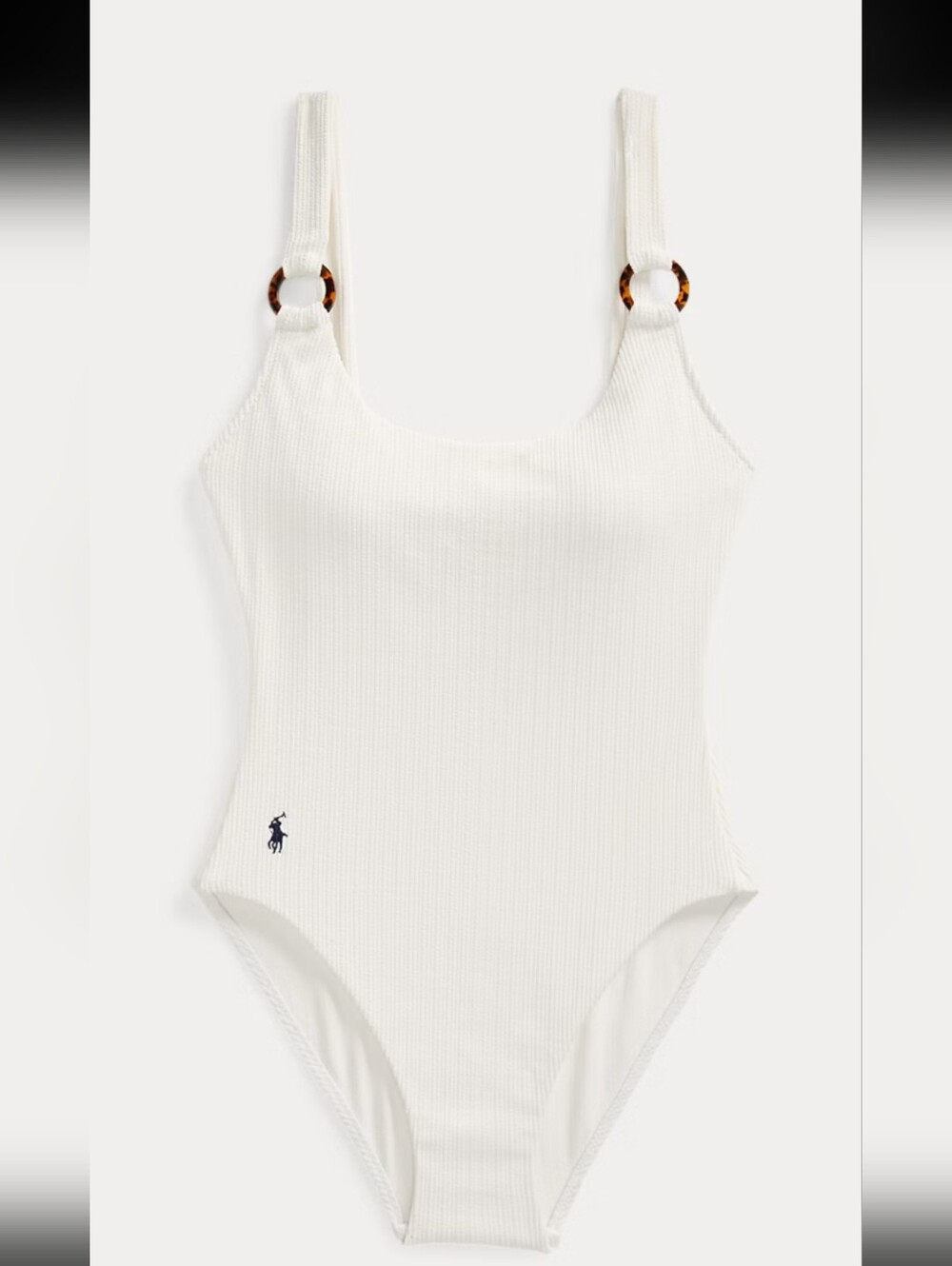 Retail $144 New Ralph Ribbed One-Piece O-ring Slim Cut Swimsuit